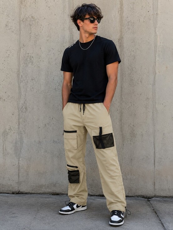 Forever 21 Other - American Stitch Utility Cargo Pants Tan Beige Techwear Joggers Size Large NWT